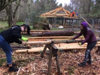 Healthcare foundation apprentices volunteering in Evanton's Dementia Friendly woods