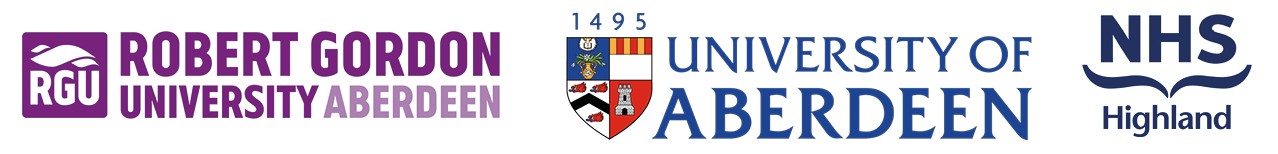 RGU, UoA and NHS logos