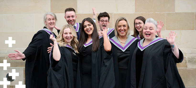 A group of UHI Inverness Graduates celebration outside