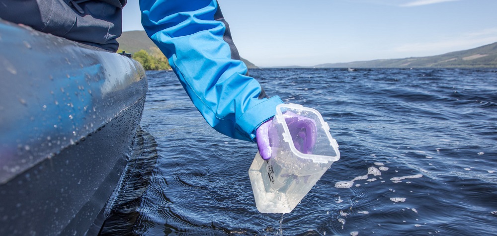 Collecting specimens on Loch Ness