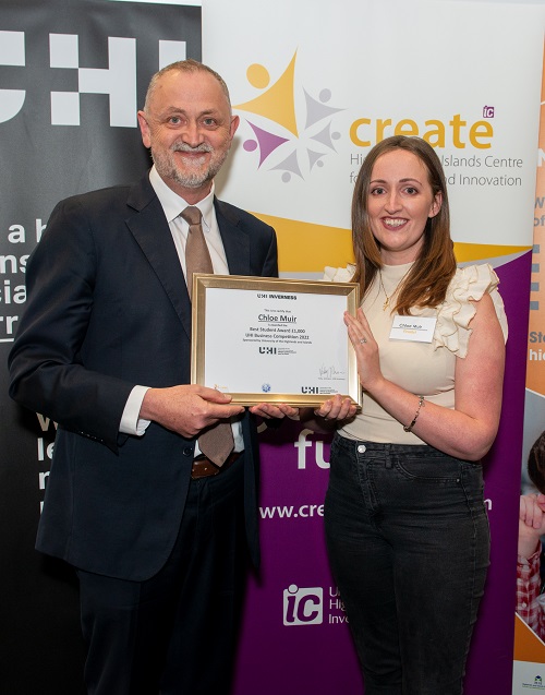 Professor Todd Walker, Vice Chancellor UHI, with Chloe Muir