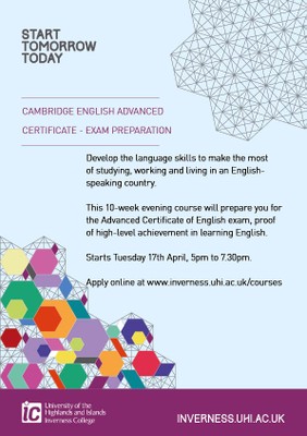 Cambridge English Advanced Certificate Exam Preparation - starts April
