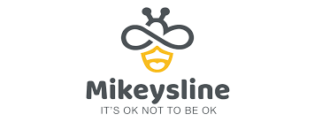 bee symbol with the words mikeysline, its okay to not be okay