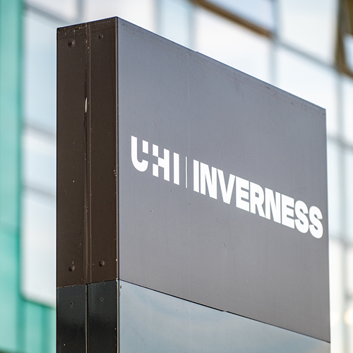 UHI Inverness Logo on a sign