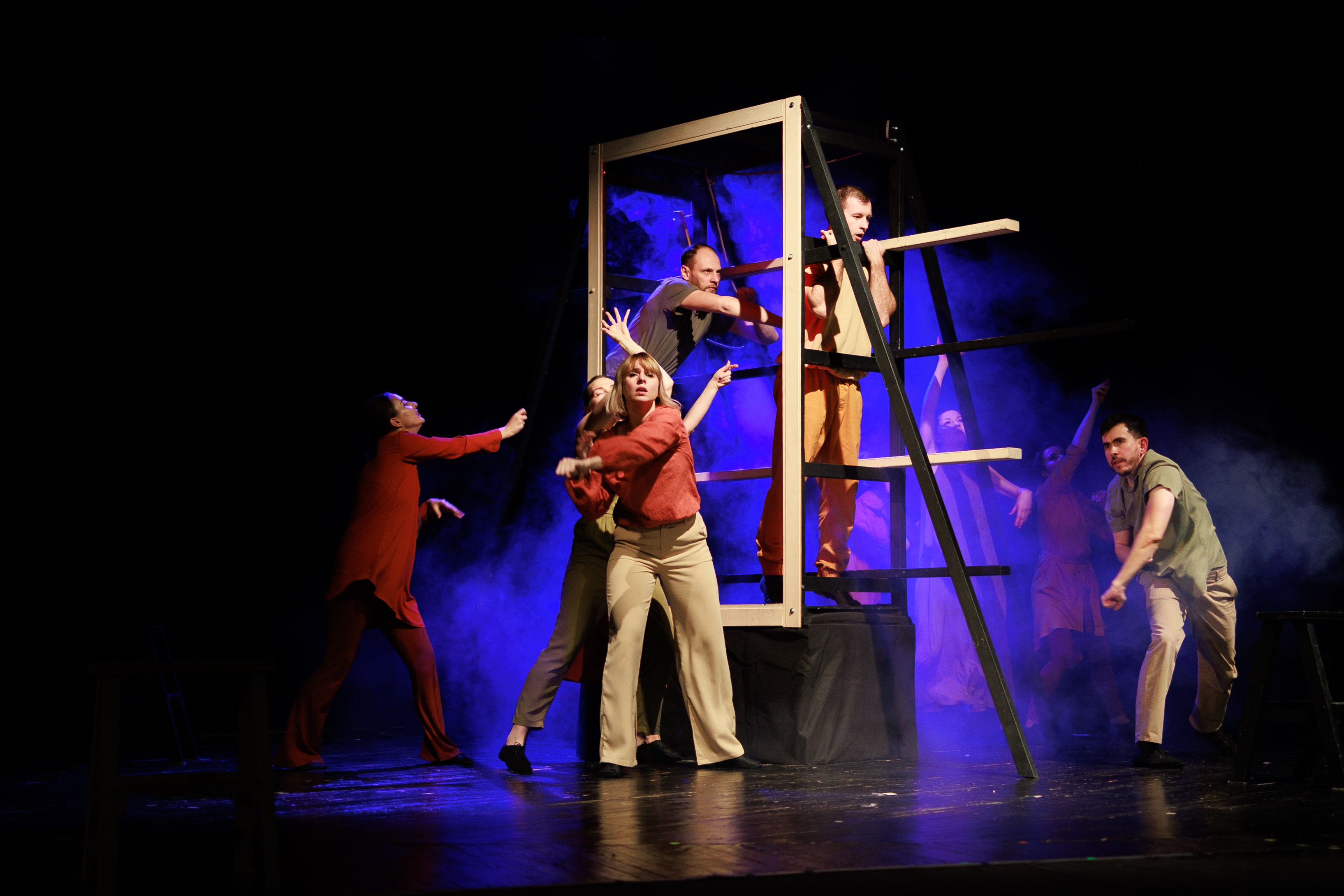 Students on stage performing Students on stage performing