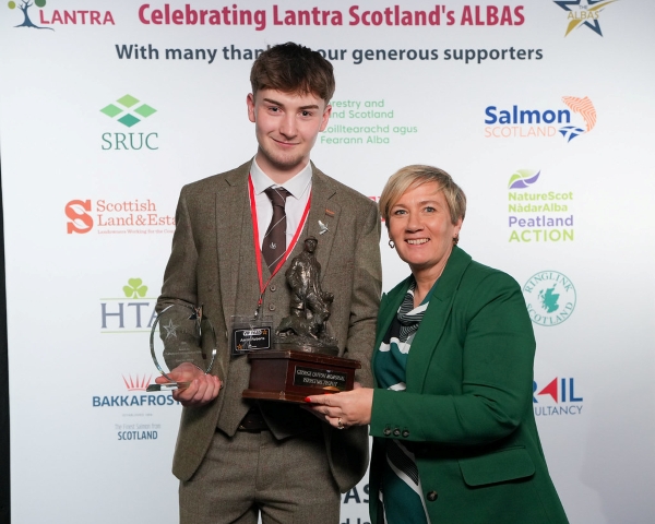 Game and Wildlife Winner Aaron Roberts with Sarah-Jane Laing of Scottish Land and Estates Game and Wildlife Winner Aaron Roberts with Sarah-Jane Laing of Scottish Land and Estates